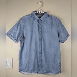 Ted Baker London Light Blue Geometric Short Sleeve Shirt Size 5 Button Down